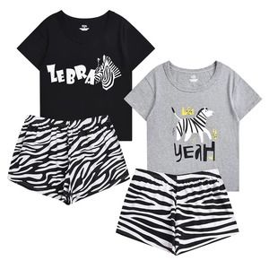 ABeCue Womens Pajamas Cartoon Zebra Tee and Shorts Set (Size M)